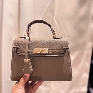 Taupe Structured Top-Handle Women’s Bag